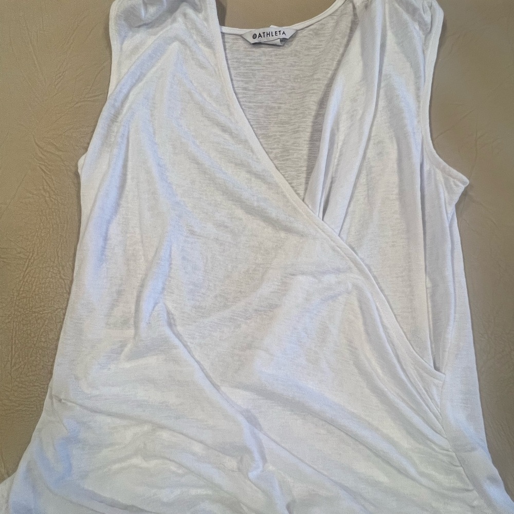 Athleta White Breezy Wrap Tank Size Small P